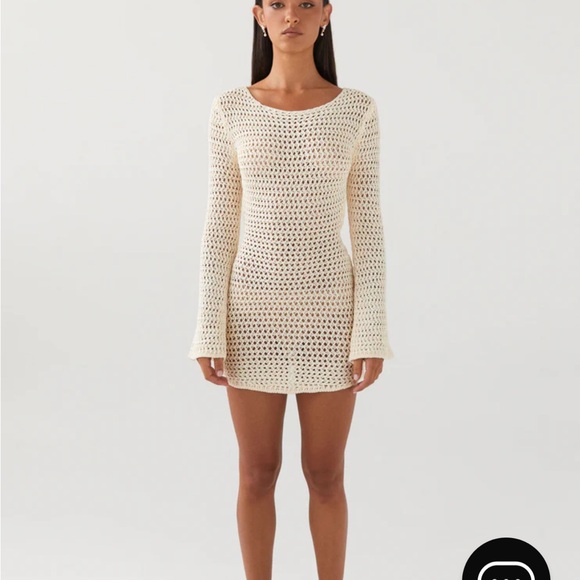 Peppermayo M-L Down for the Ride Crochet Mini Dress - Ivory Coverup - Picture 7 of 11